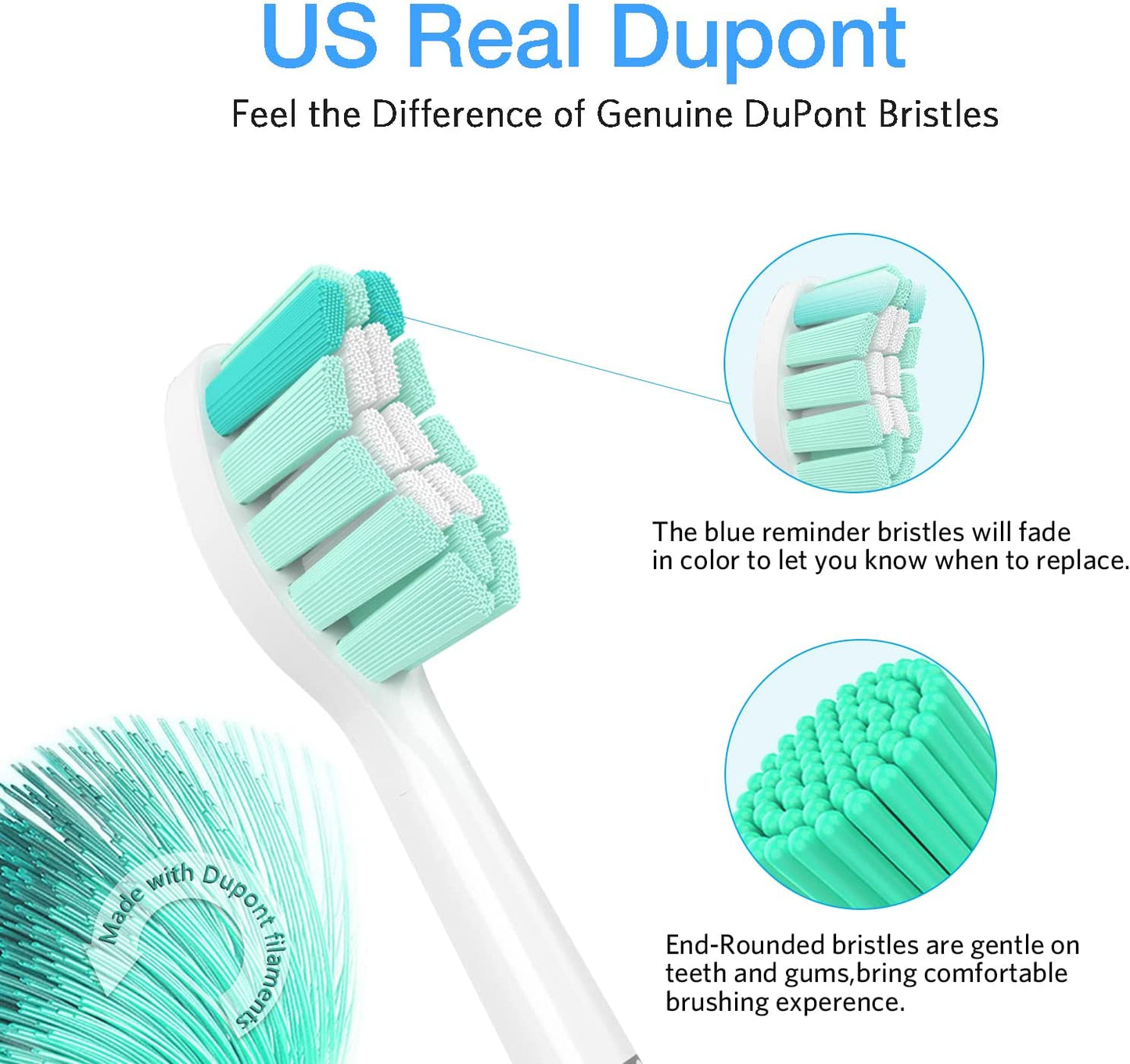 Replacement Toothbrush Heads for Philips Sonicare Replacement Heads, Compatible with Phillips Sonicare Replacement Brush Head, Electric Toothbrush Heads Refill for Sonic Care Snap-On,6 Pack
