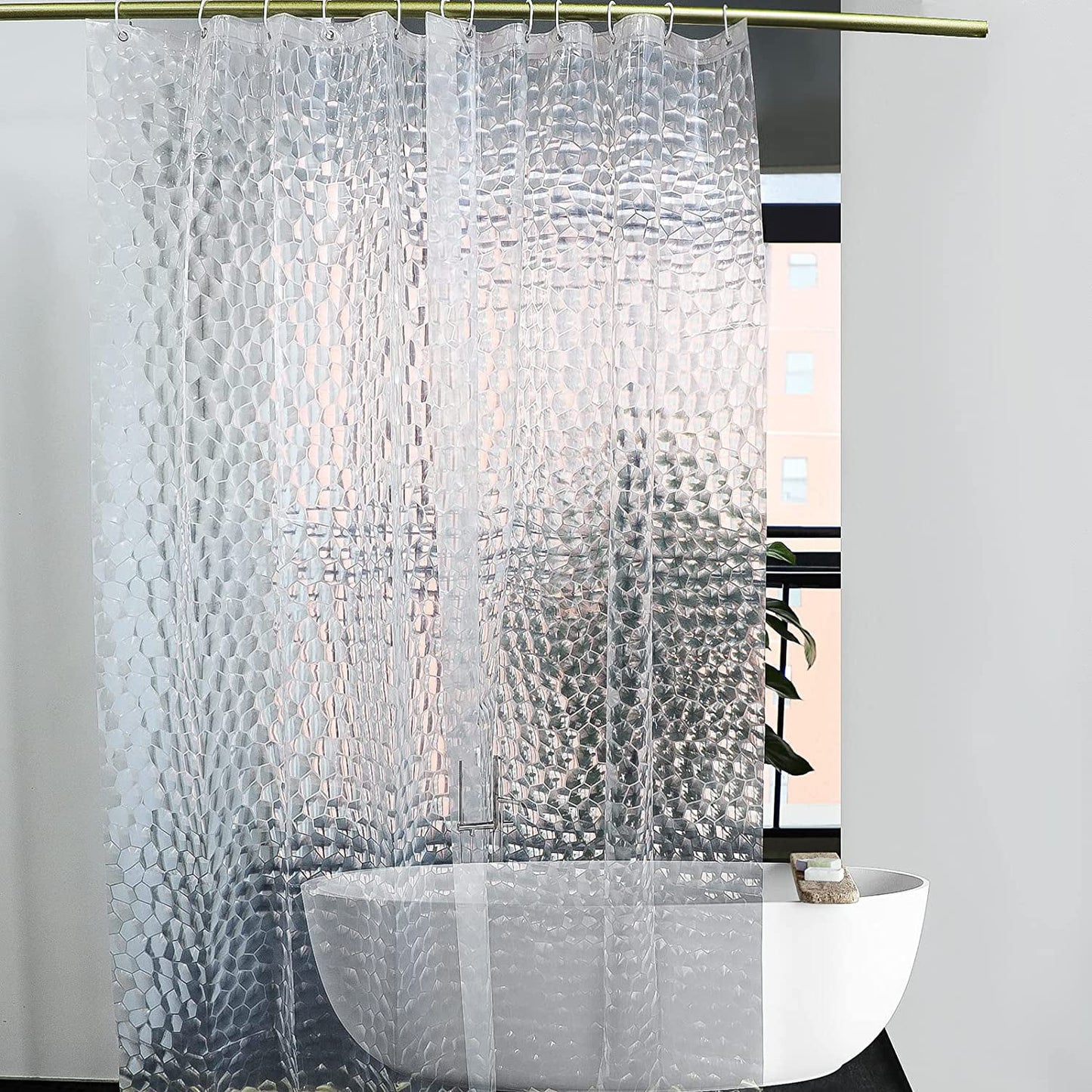 Waterproof Shower Curtain Liner, EVA Shower Curtain , Shower Liner for Shower Stall, Bathtubs, 72 x 72, 3D Pattern Watercube