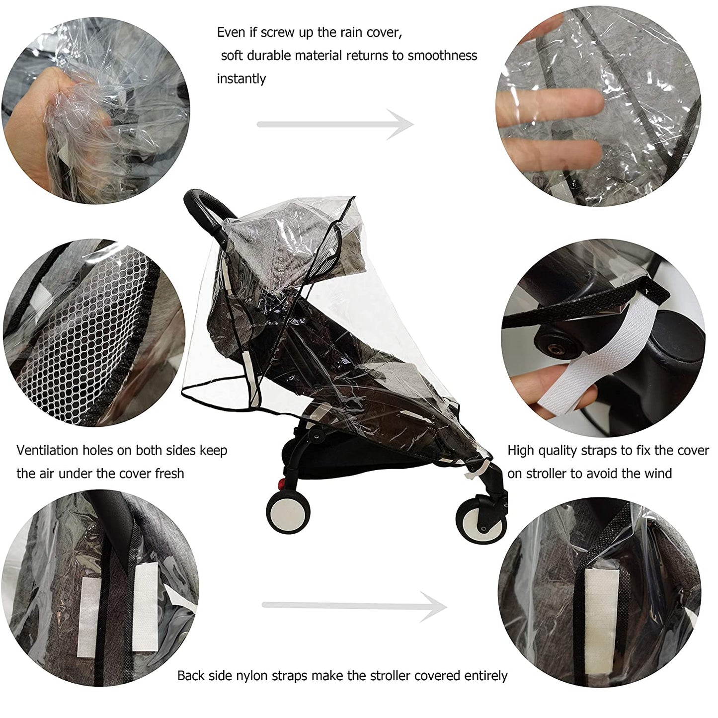 Lukka Stroller Rain Cover Universal Stroller Cover Umbrella Stroller Waterproof Snow Wind Weather Shield ,Food Grade EVA No Odor