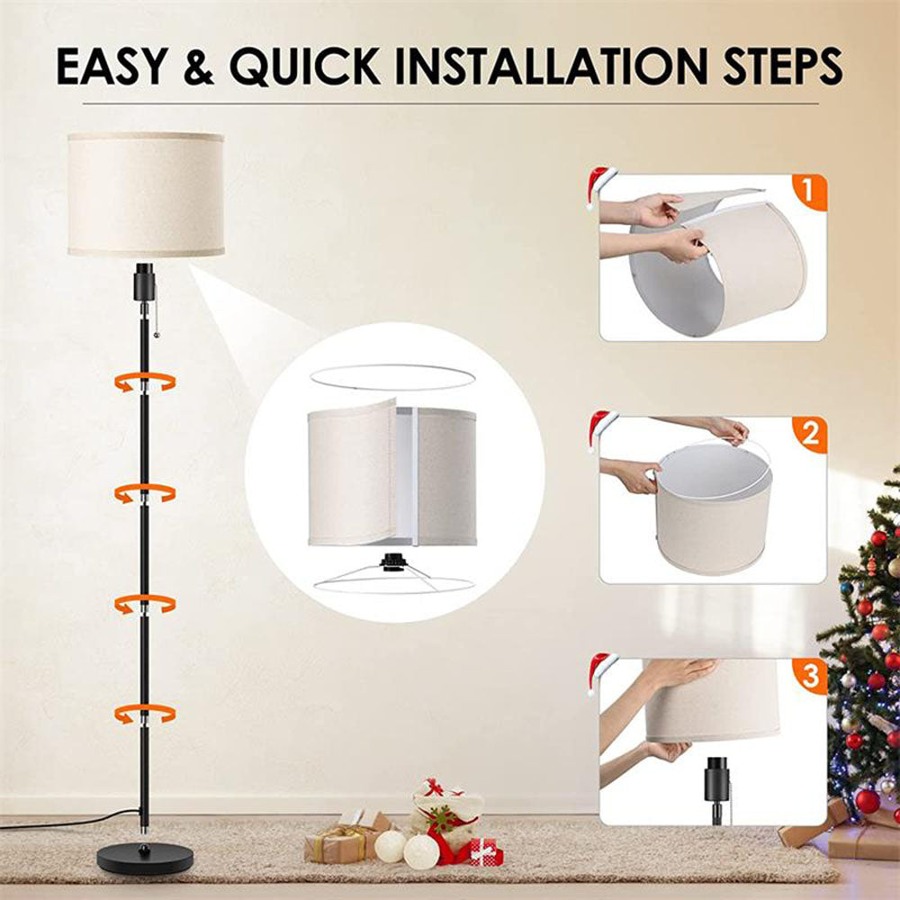 Floor Lamp for Living Room, 15W LED Floor Lamp, Tall Modern Standing Lamp with Linen Shade, 3 Brightness Levels, Mid Century Floor Lamp for Bedrooms, Office