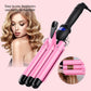 3 Barrel Curling Iron Wand with LCD Temperature Display - Hosey 1 Inch Ceramic Tourmaline Triple Barrels Hair Waver, Dual Voltage Hair Crimper (Pink)