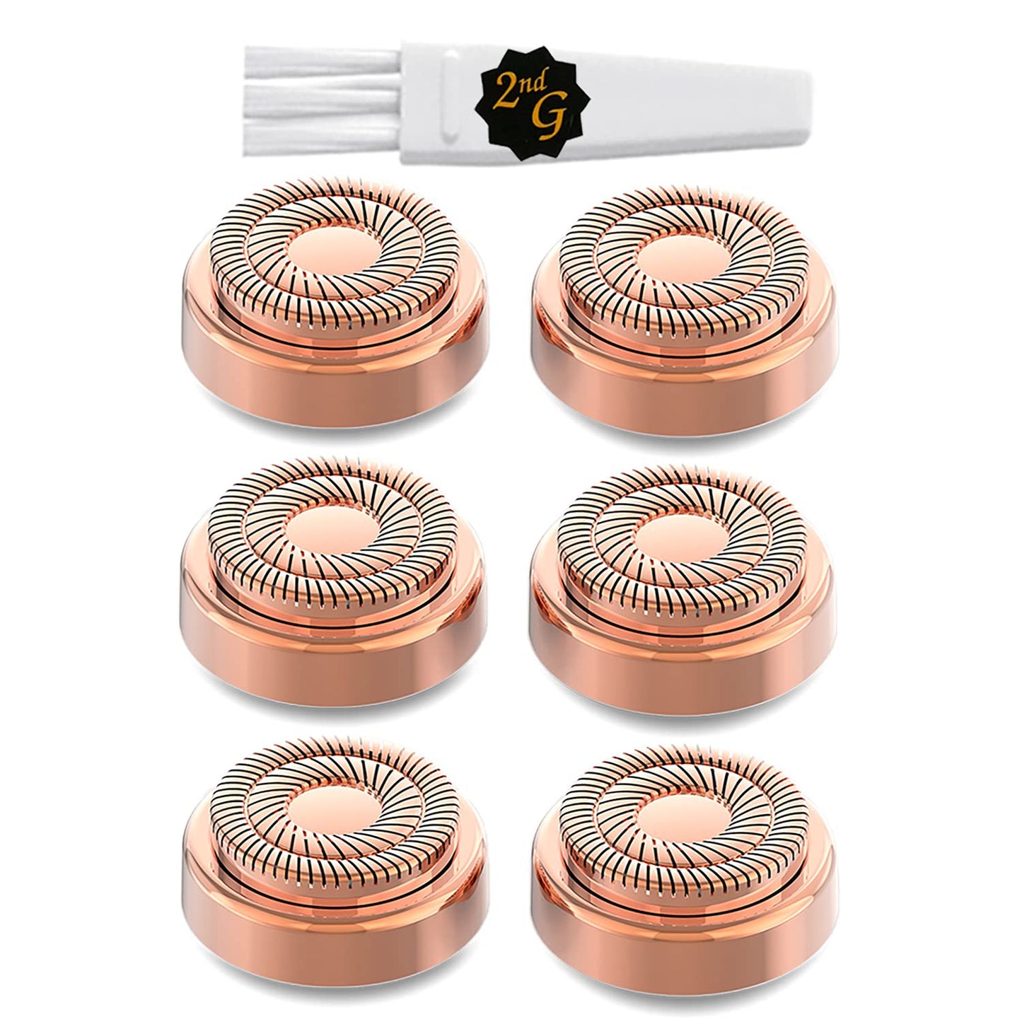 Replacement Heads Compatible with Flawless Facial Hair Remover Gen 2,Double Halo Replacement Blades Compatible with Flawless Good Finishing and Soft Touch, 18K Rose Gold 6 Count