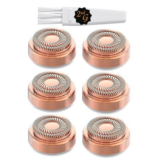 Replacement Heads Compatible with Flawless Facial Hair Remover Gen 2,Double Halo Replacement Blades Compatible with Flawless Good Finishing and Soft Touch, 18K Rose Gold 6 Count
