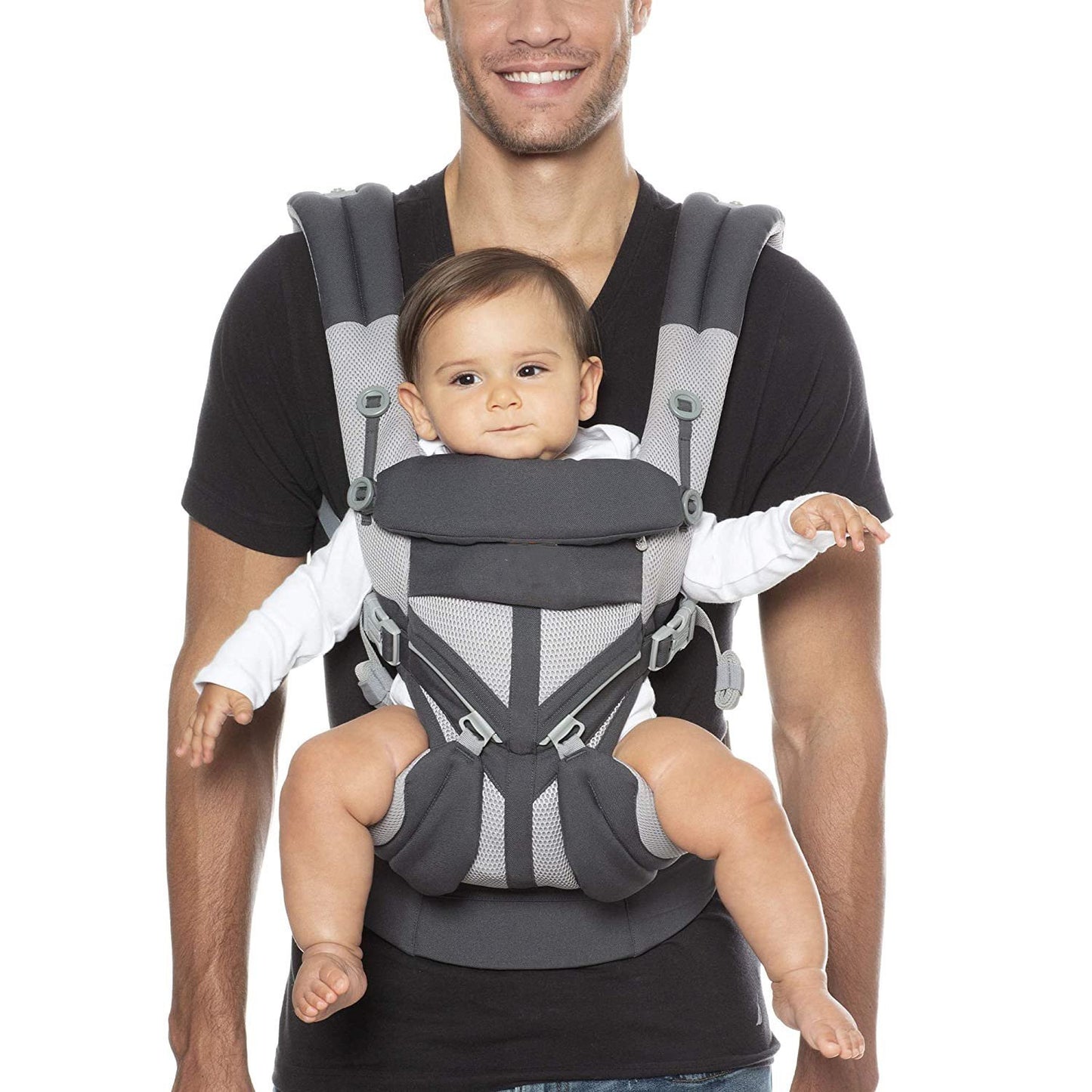YADALA Baby Carrier, Omni 360 All-Position Baby Carrier for Newborn to Toddler with Lumbar Support & Cool Air Mesh (7-45 lb), Carbon Grey