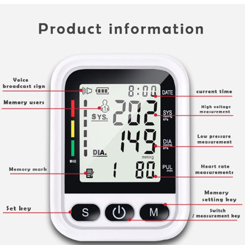 Blood Pressure Cuff, Professional Automatic Arm Blood Pressure Monitor with LCD Backlit Display & Double mode, Portable BP Heart Rate Monitor, for Home Office Travel Use