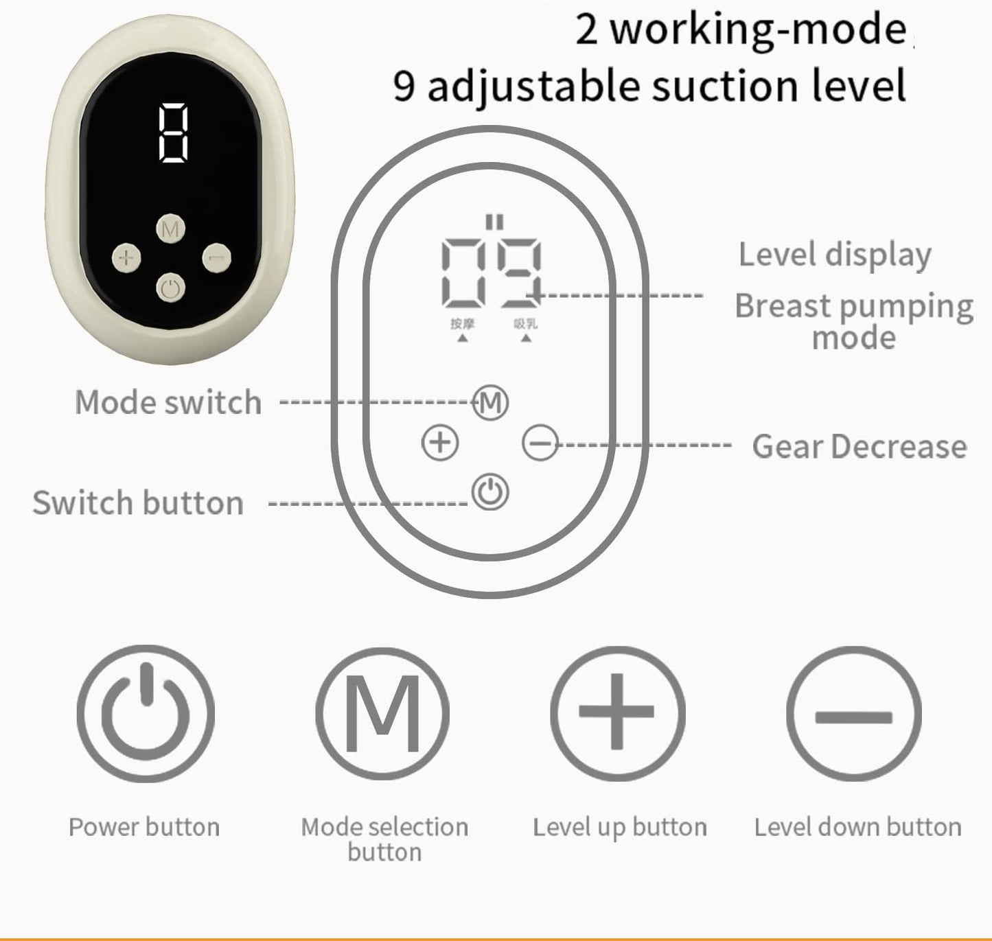 Wearable Breast Pump, Hands Free Electric Breast Pump with 2 Modes, 9 Levels -24mm