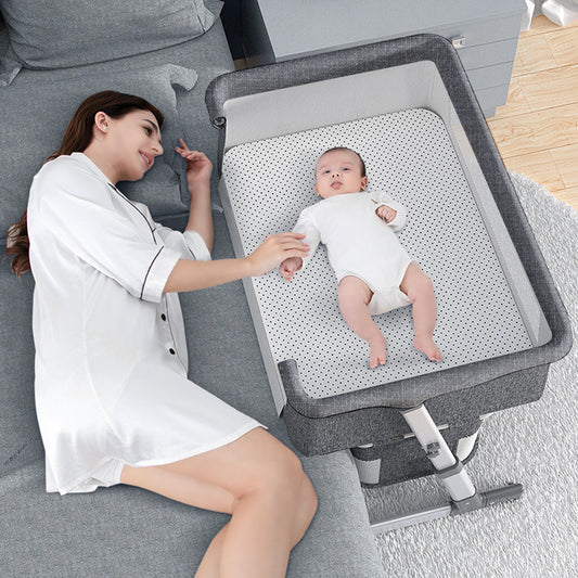 Yadala Bedside Cribs, Baby Bassinet Bedside Sleeper, 5 Height Adjustable Baby Bed for Infant/Baby/Newborn, Comfortable Mattresses, Gray