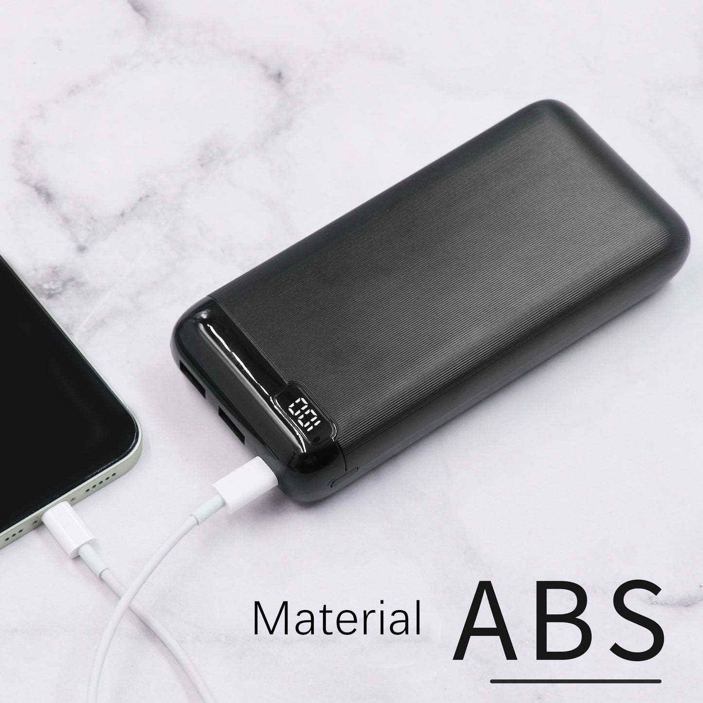 Golego 20000mAh Fast Charging Portable Digital Display Power Bank Multi-U Port Output, Universal , White