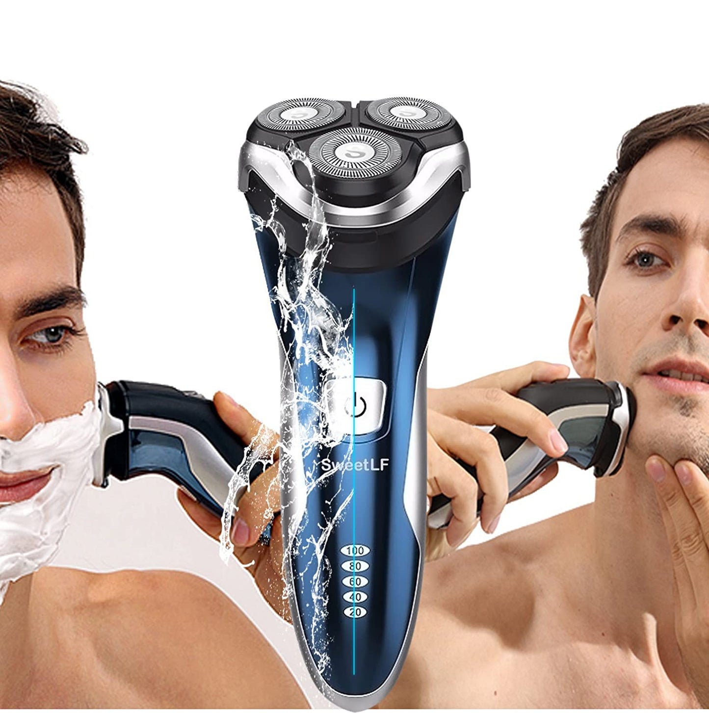 SweetLF Electric Razor for Men, IPX7 Waterproof Wet and Dry Electric Shaver with Pop-up Trimmer, Blue