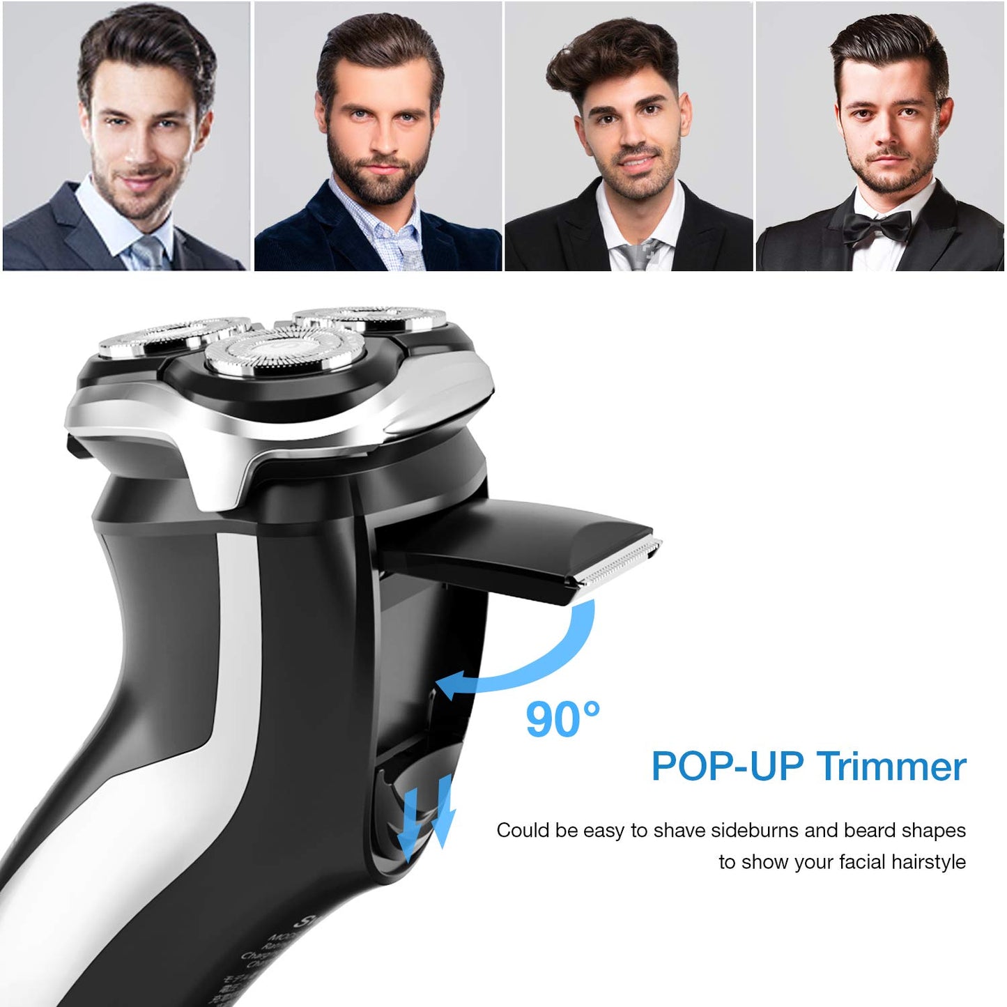 SweetLF Electric Razor for Men, IPX7 Waterproof Wet and Dry Electric Shaver with Pop-up Trimmer, Black