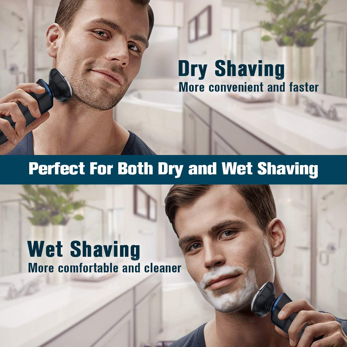 Electric Razor for Men, 2 in 1 Mens Electric Shavers, Dry Wet Waterproof Rotary Shaver Razors
