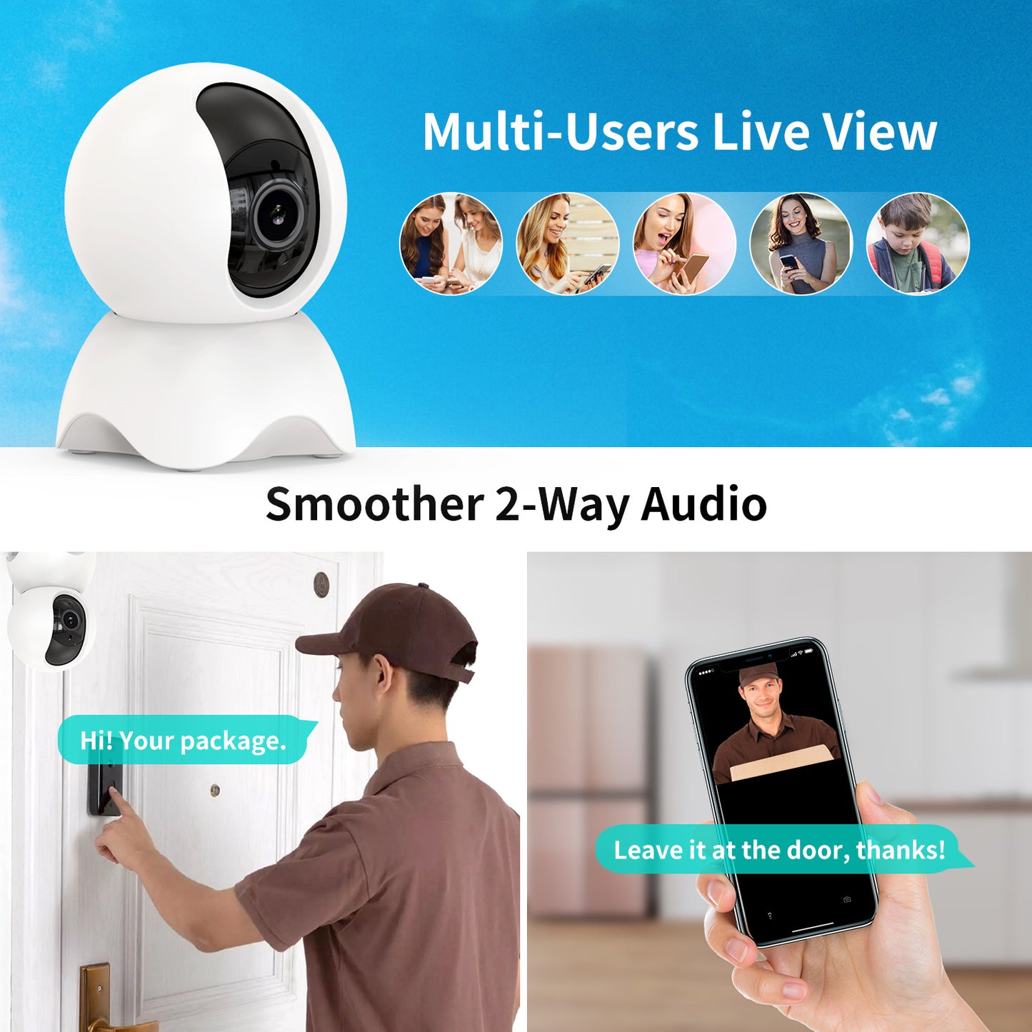 Yadala Security Indoor Camera, Motion Detection for Baby Monitor 1080P Smart Surveillance WiFi Pet Camera for Home Security with Night Vision