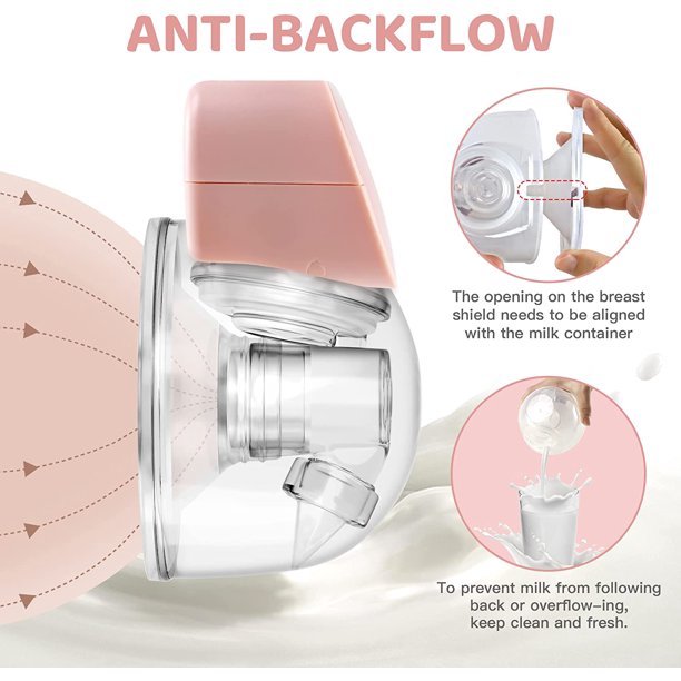 Double Wearable Breast Pump Yadala - Electric Hands-Free Portable Breastfeeding Breastpump, Spill-Proof Ultra-Quiet Pain Free Breast Pump,Light Pink