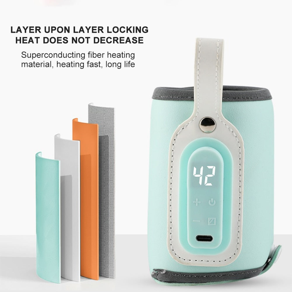 Portable USB Milk Water Warmer Travel Stroller Insulated Bag Baby Nursing Bottle Heater Low Current Heating Heating Safety