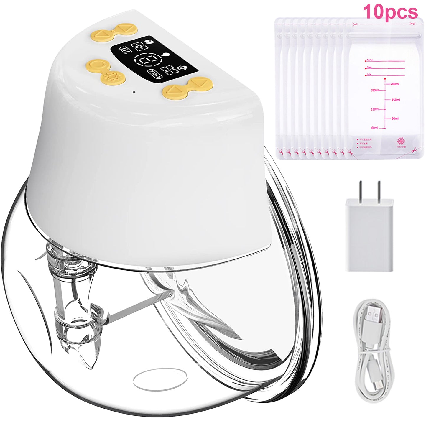 Wearable Breast Pump, Hands Free Electric Breast Pump with 3 Modes, 9 Levels and Breast Milk Storage Bag