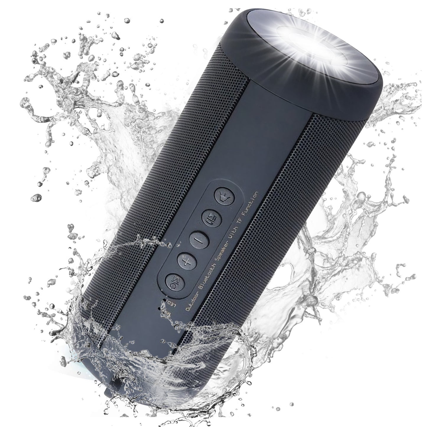 Portable Wireless Bluetooth Speaker With Flashlight Function, IPX7 Waterproof Bluetooth Speaker