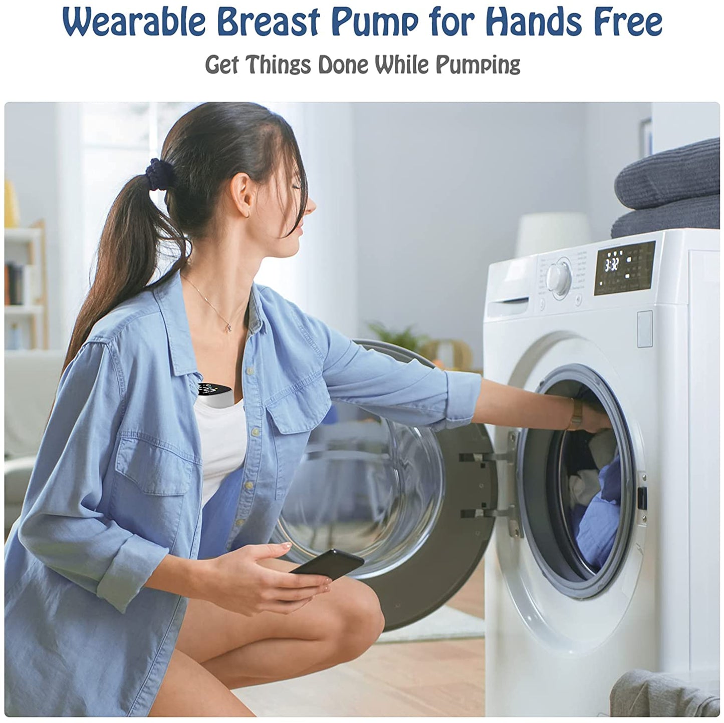 Wearable Breast Pump, Low-Noise and Painless Hands Free Electric Breast Pump with 3 Mode & 9 Levels