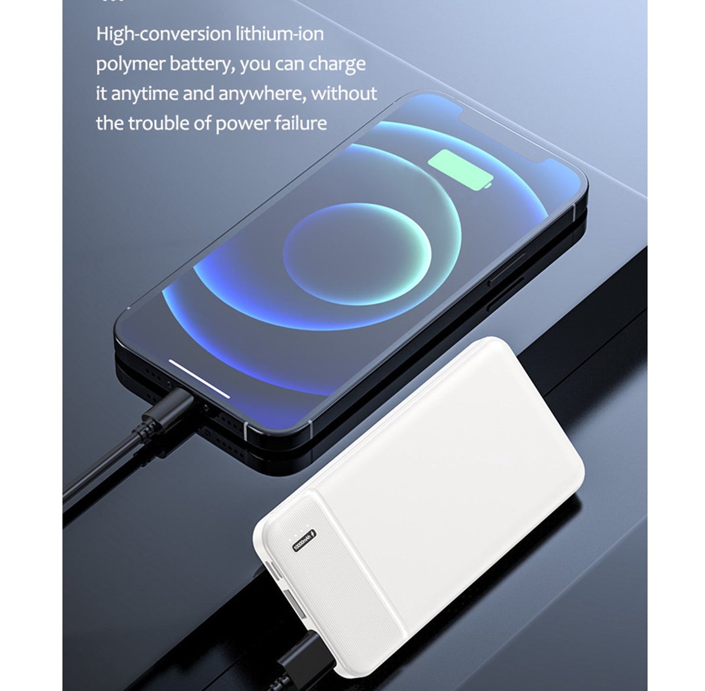 Golego Portable Charger Two-way PD22.5W Super Fast Charging Ultra-thin Power Bank 15000 mAh High-capacity Mobile Phone Universal Power Bank , Black