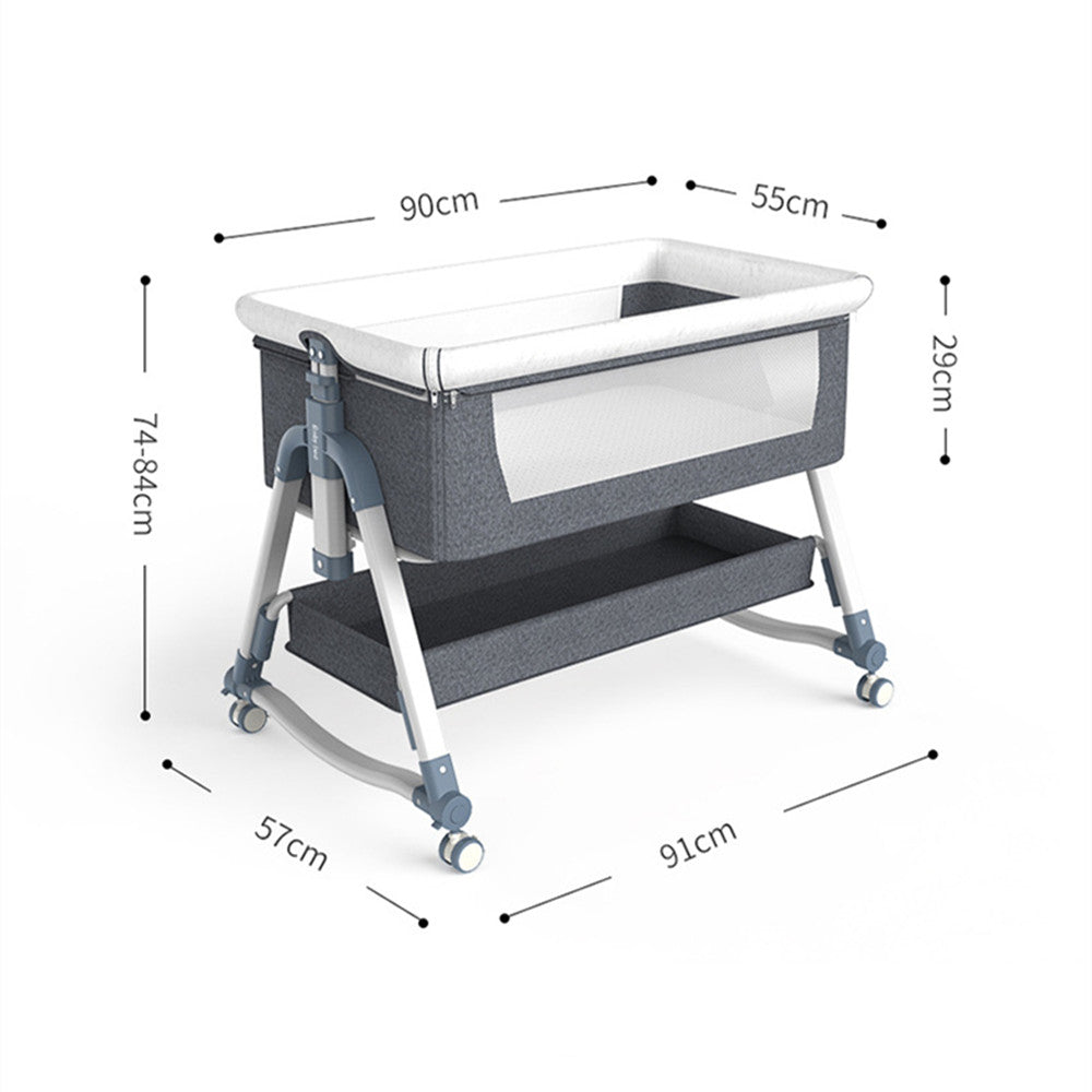 Yadala Bedside Cribs, Baby Bassinet 3 in 1 Travel Baby Crib Baby Bed with Breathable Net, Adjustable Portable Bed for Infant/Baby with Detachable Mosquito net and Mattress,Gray