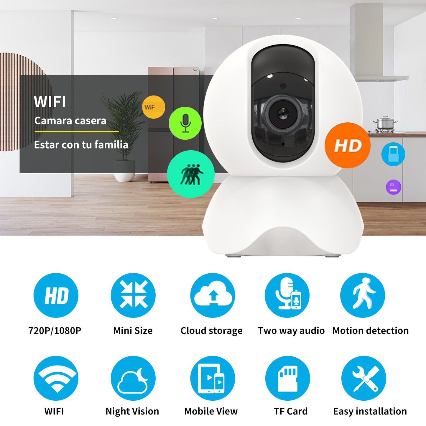 Yadala Security Indoor Camera, Motion Detection for Baby Monitor 1080P Smart Surveillance WiFi Pet Camera for Home Security with Night Vision