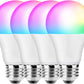 Smart WiFi Light Bulbs, LED Color Changing Lights, Works with Alexa & Google Assistant, RGBW 2700K-6500K, 9W Equivalent, Dimmable with App, A19 E27, No Hub Required, 2.4GHz WiFi Only, Pack of 4