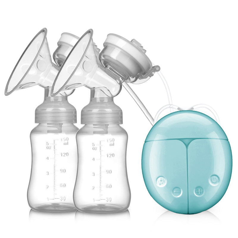 Yadala Electric Breast Pump, BPA-Free USB Dual Breast Pump Safety Comfortable and Lightweight Postpartum Breast Pump, 150ml Milk Storage Bottle with Lid and Nipple, Blue