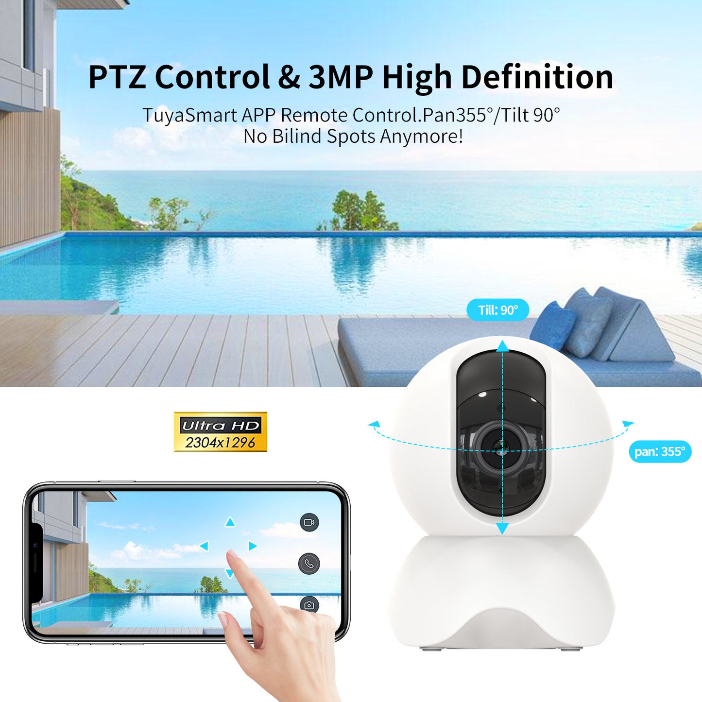 Yadala Security Indoor Camera, Motion Detection for Baby Monitor 1080P Smart Surveillance WiFi Pet Camera for Home Security with Night Vision