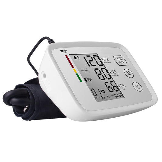 Upper Arm Blood Pressure Monitor, Automatic BP Machine Blood Pressure Cuff Machine with Speaker, LCD Display and USB Cable