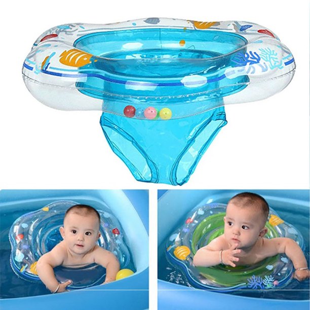Cshid Inflatable Ride-On Pool Float Baby Swimming Pool Ring for Infant Toddler Kids Summer Inflatable Safety PVC Seat-Green-Blue
