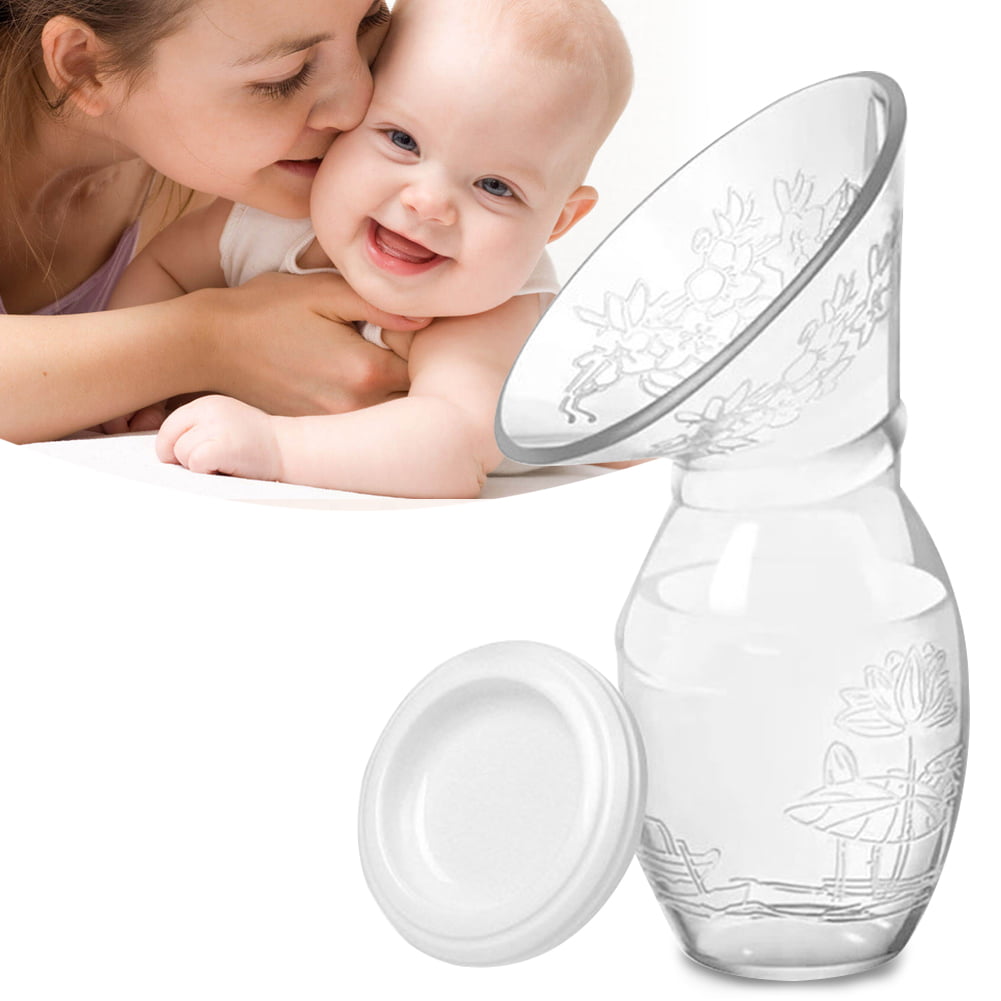 Manual Breast Pump, Food Grade Silicone Breast Pump for Beastfeeding with Lid , 100 ML