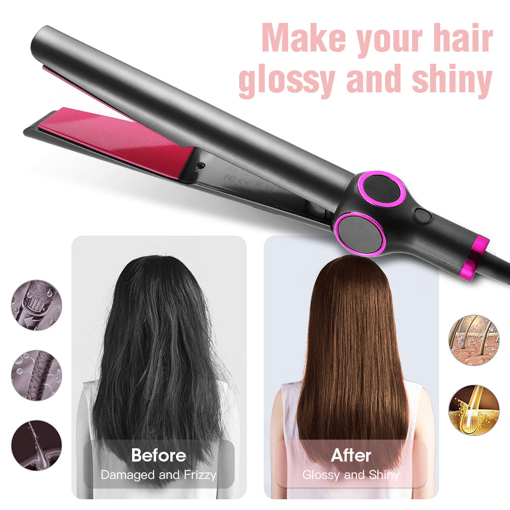 Hair Straightener and Curling Iron, 2 in 1 Curling Iron Ceramic Flat Iron with Adjustable Temp & Digital Display