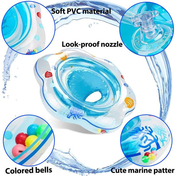 Cshid Inflatable Ride-On Pool Float Baby Swimming Pool Ring for Infant Toddler Kids Summer Inflatable Safety PVC Seat-Green-Blue
