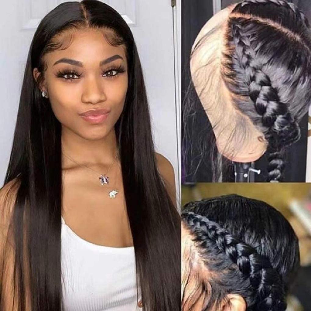 Jungle wave Straight Lace Front Wigs Human Hair for Black Women, 180% Density Brazilian Straight Virgin Human Hair Wig with Baby Hair Pre Plucked Natural Color (22 Inch, 180% Density Straight Wigs)