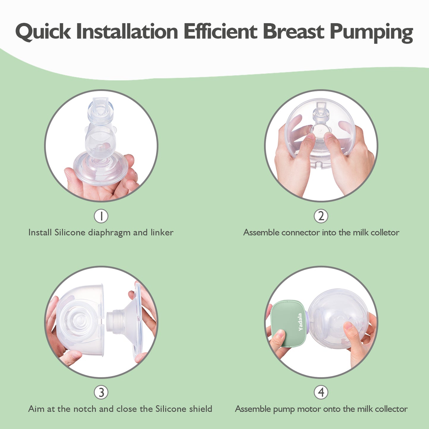 Electric Breast Pump Yadala Wearable Hands-Free Portable Spill-Proof Ultra-Quiet Pain Free  Breastfeeding Breast Pump with 2 Mode & 5 Levels, 24mm- Green