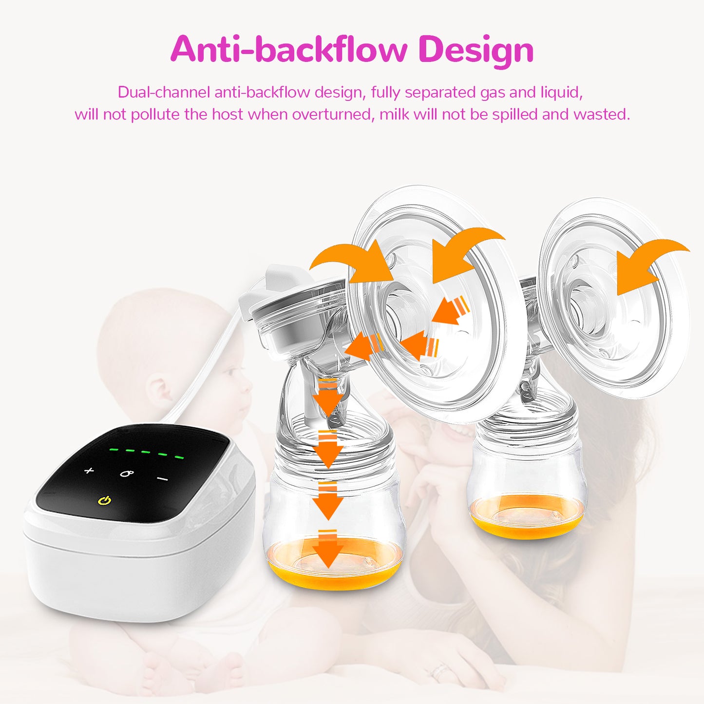 Double Electric Breast Pump, 2 Modes and 5 Levels , Pain Free Strong Suction Power Breast Pump with 10x Breastmilk Storage Bag