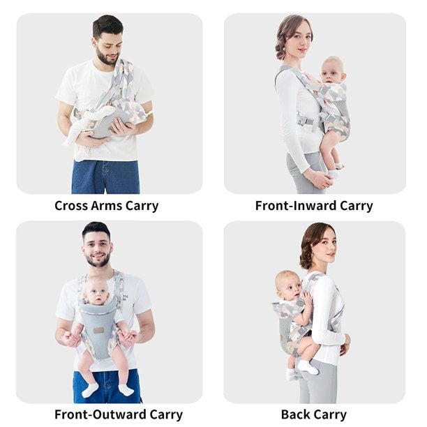 Baby Carrier, 4-in-1 Colorful Baby Carrier, Front and Back Baby Sling with Adjustable Holder