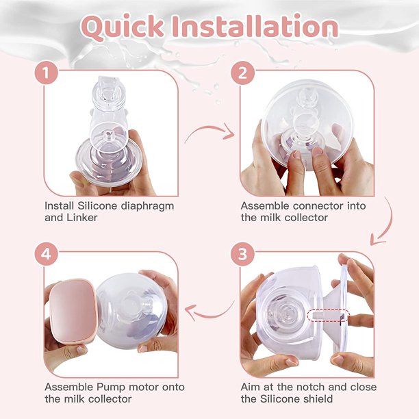 Double Wearable Breast Pump Yadala - Electric Hands-Free Portable Breastfeeding Breastpump, Spill-Proof Ultra-Quiet Pain Free Breast Pump,Light Pink