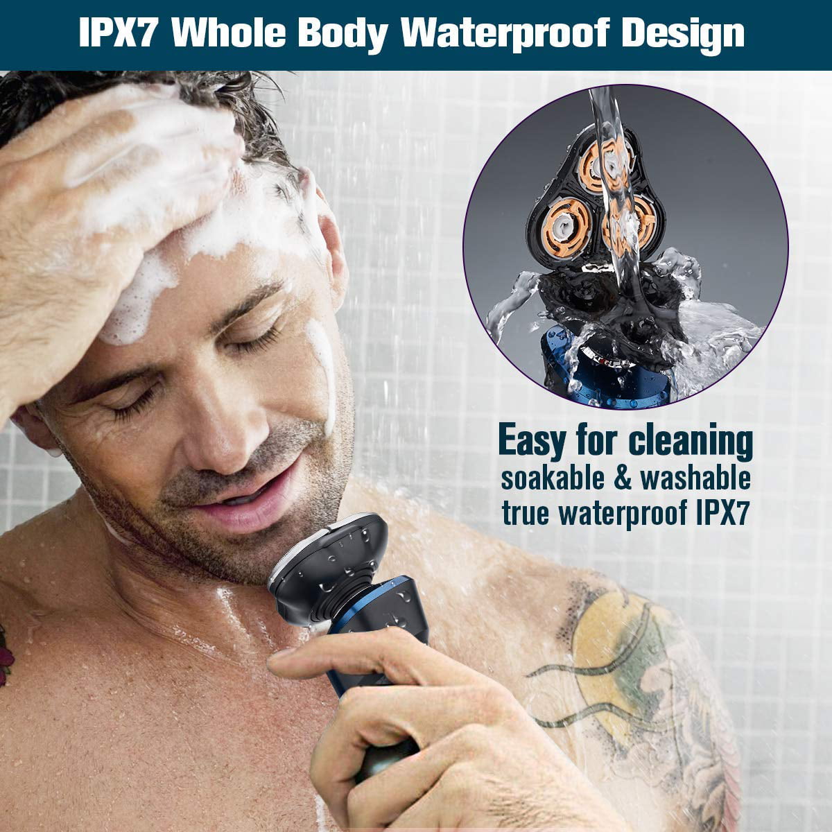 Electric Razor for Men, 2 in 1 Mens Electric Shavers, Dry Wet Waterproof Rotary Shaver Razors