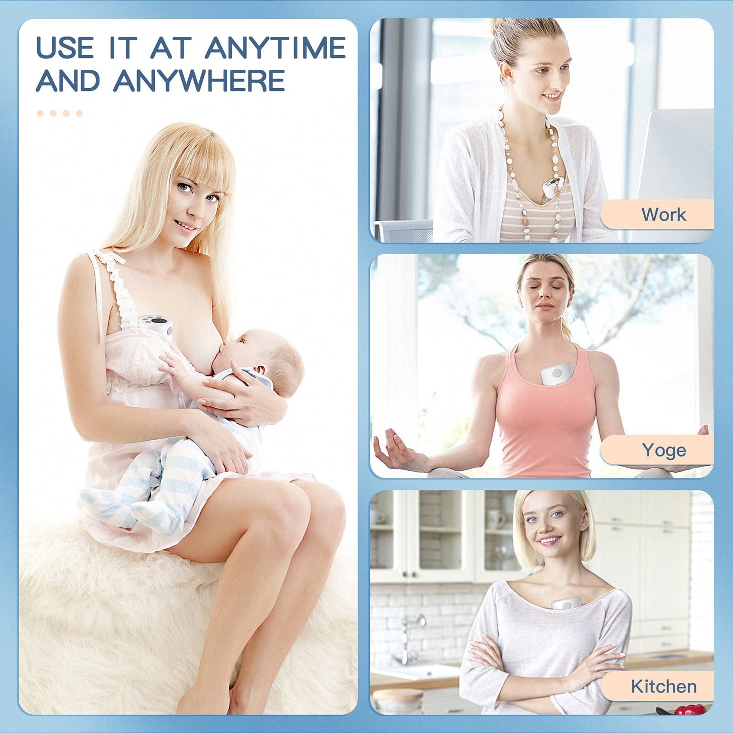 Wearable Electric Breast Pump Yadala Cordless Portable Breast Pump with LCD Display and Memory Function 2 Modes & 9 Levels Adjustment