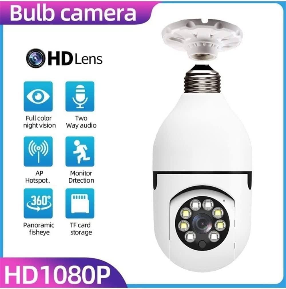 Light Bulb Camera, 2 Pack 5G Wireless WiFi Security Camera 1080p,WiFi Smart 360 Surveillance Camera for Indoor and Outdoor, Light Socket Camera with Real-time Motion Detection,Night Vision