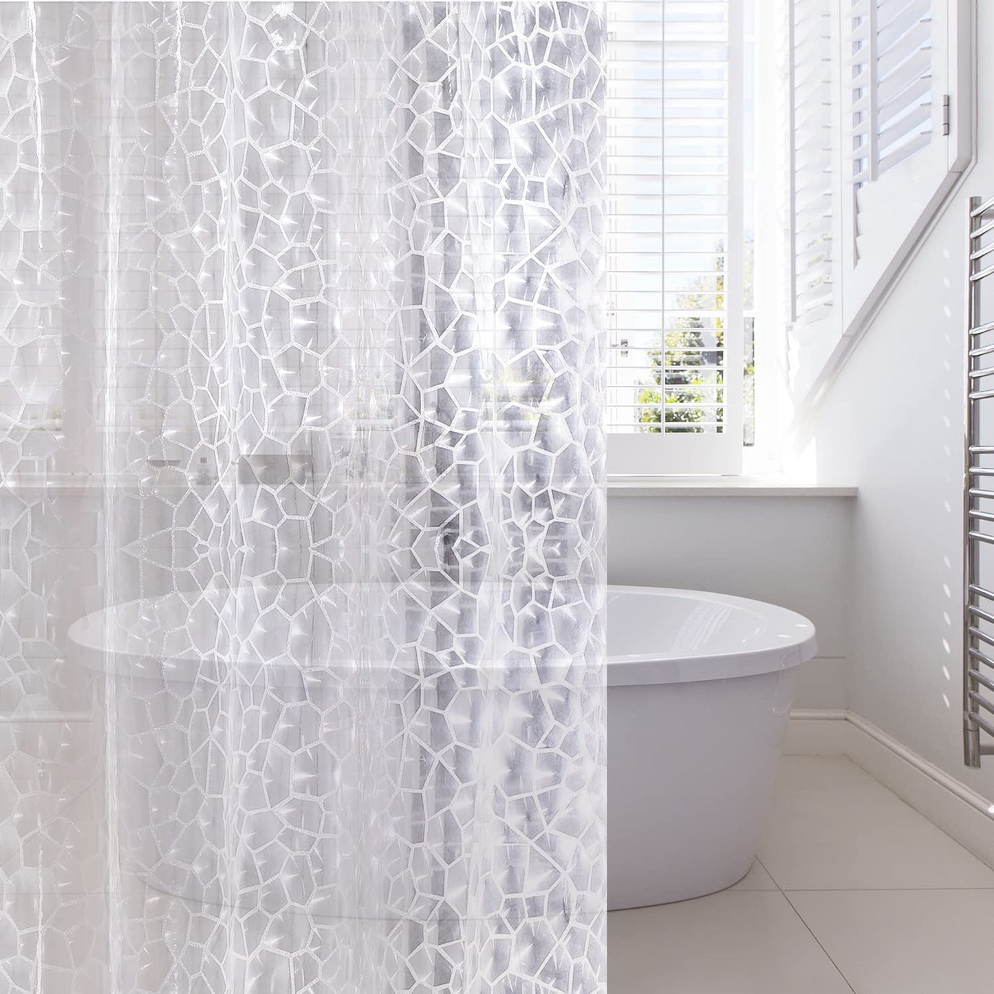 Waterproof Shower Curtain Liner, EVA Shower Curtain , Shower Liner for Shower Stall, Bathtubs, 72 x 72, 3D Pattern Watercube