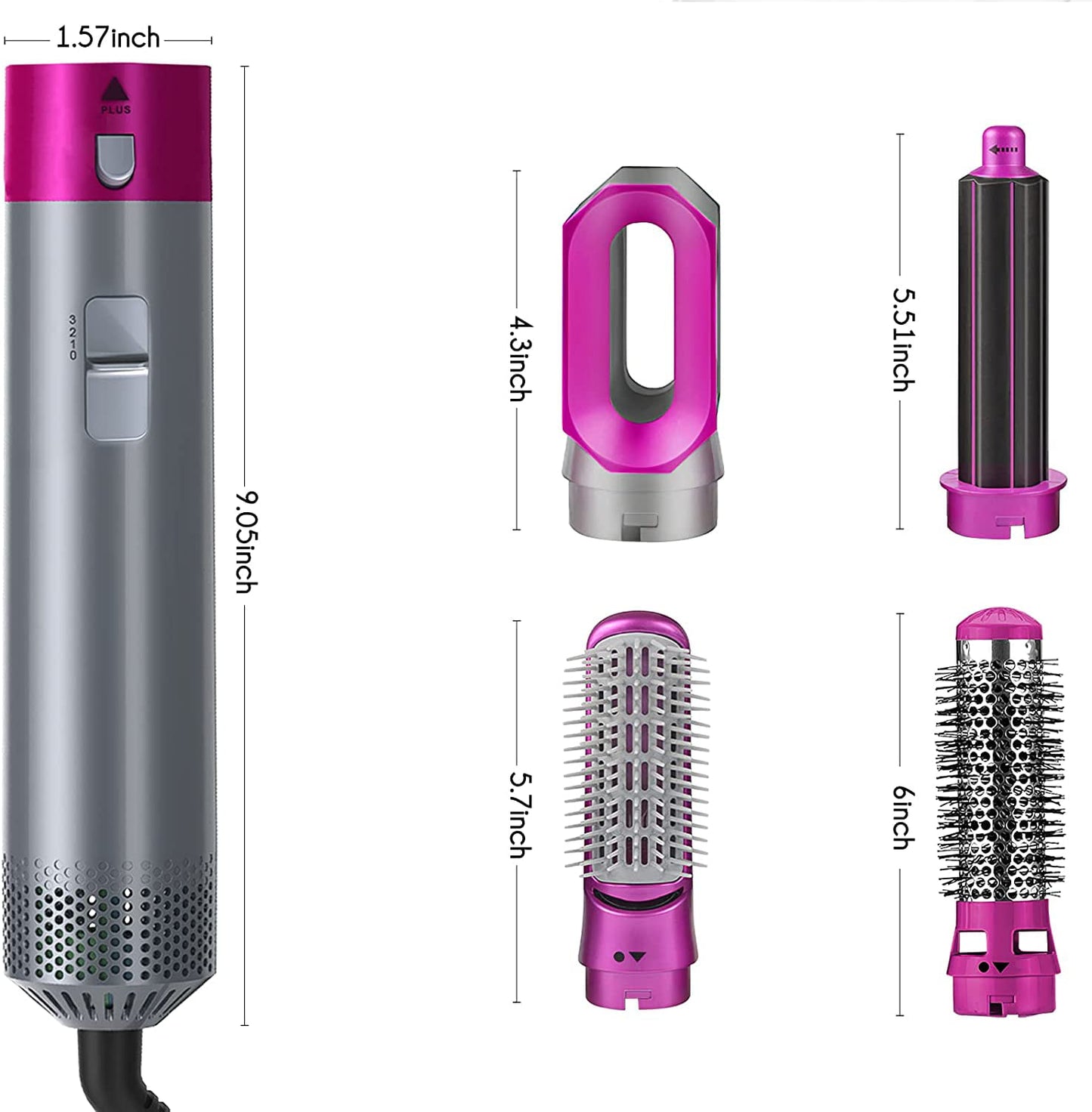 Elecsop 5 in 1 Hair Blower Brush Hairdryer Hair Curler Curling Iron Detachable Hair Styler Electric Hair Comb Rotating Hot Air Brush for All Hairstyle