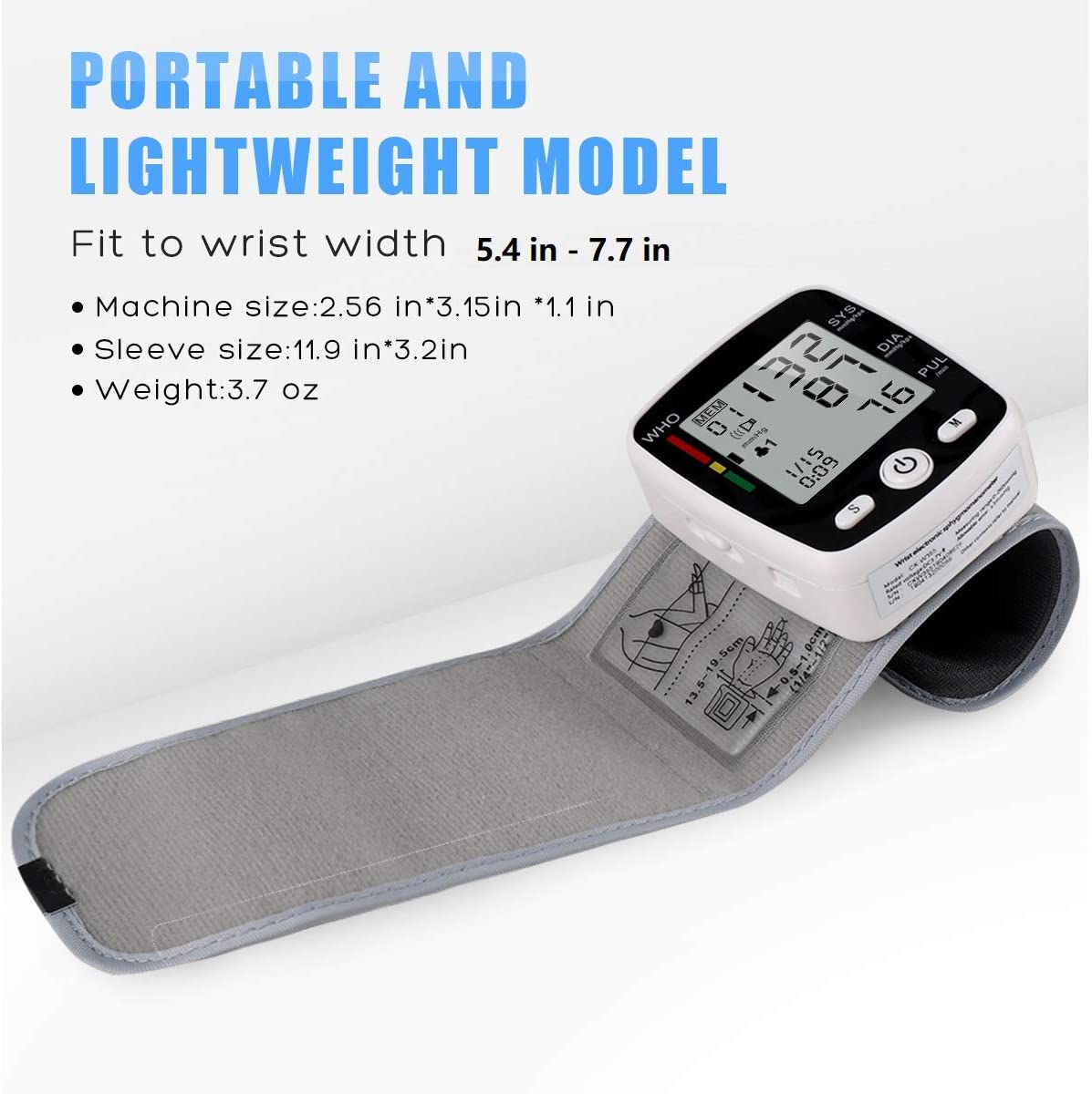 Blood Pressure Monitor, Wrist Blood Pressure Cuff Monitor with USB Charging, Automatic Digital BP Machine, Voice Broadcast