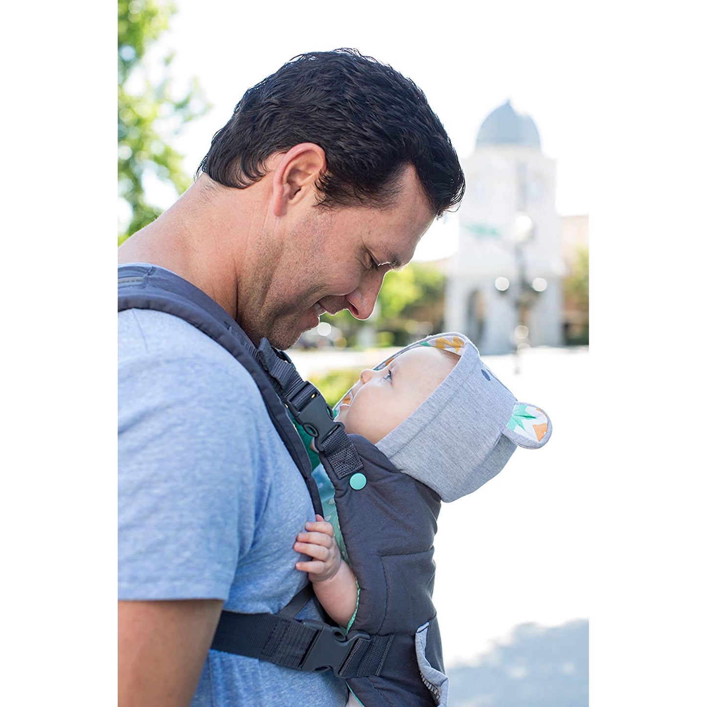 Yadala Baby Carrier, 2-in-1 Detachable Bear-Themed Gray Baby Carrier, Front and Back Backpack for Toddlers