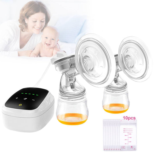 Double Electric Breast Pump, 2 Modes and 5 Levels , Pain Free Strong Suction Power Breast Pump with 10x Breastmilk Storage Bag