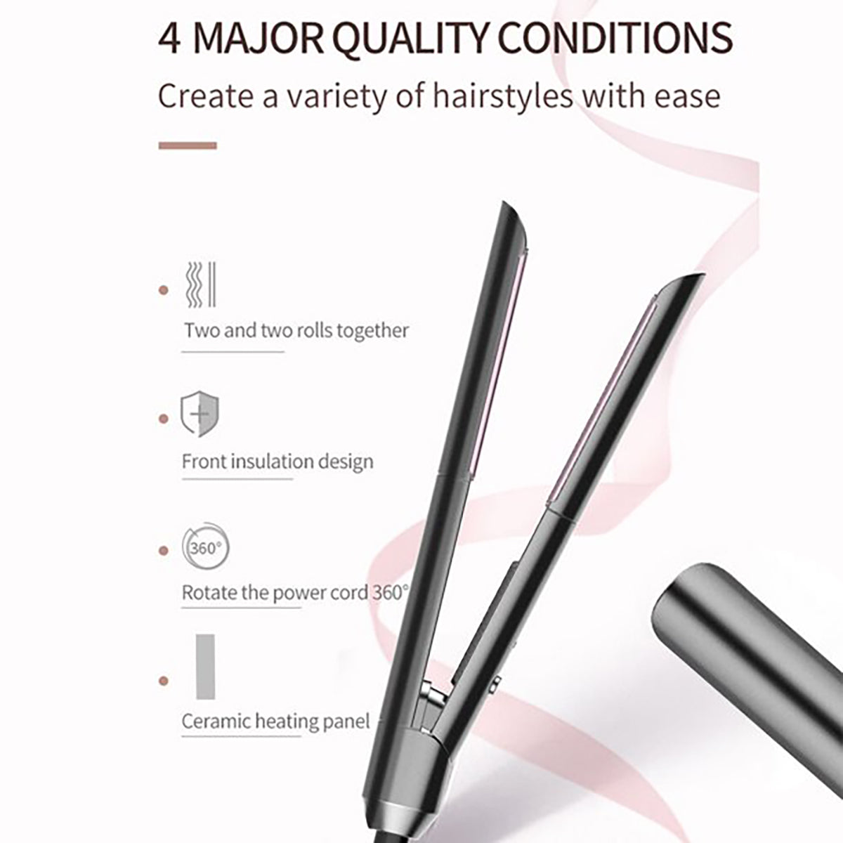 Yadala Flat Iron, 2 in 1 Hair Straightener and Curling Iron, Tourmaline Ceramic Twist Straightening Flat Irons for All Hair Types