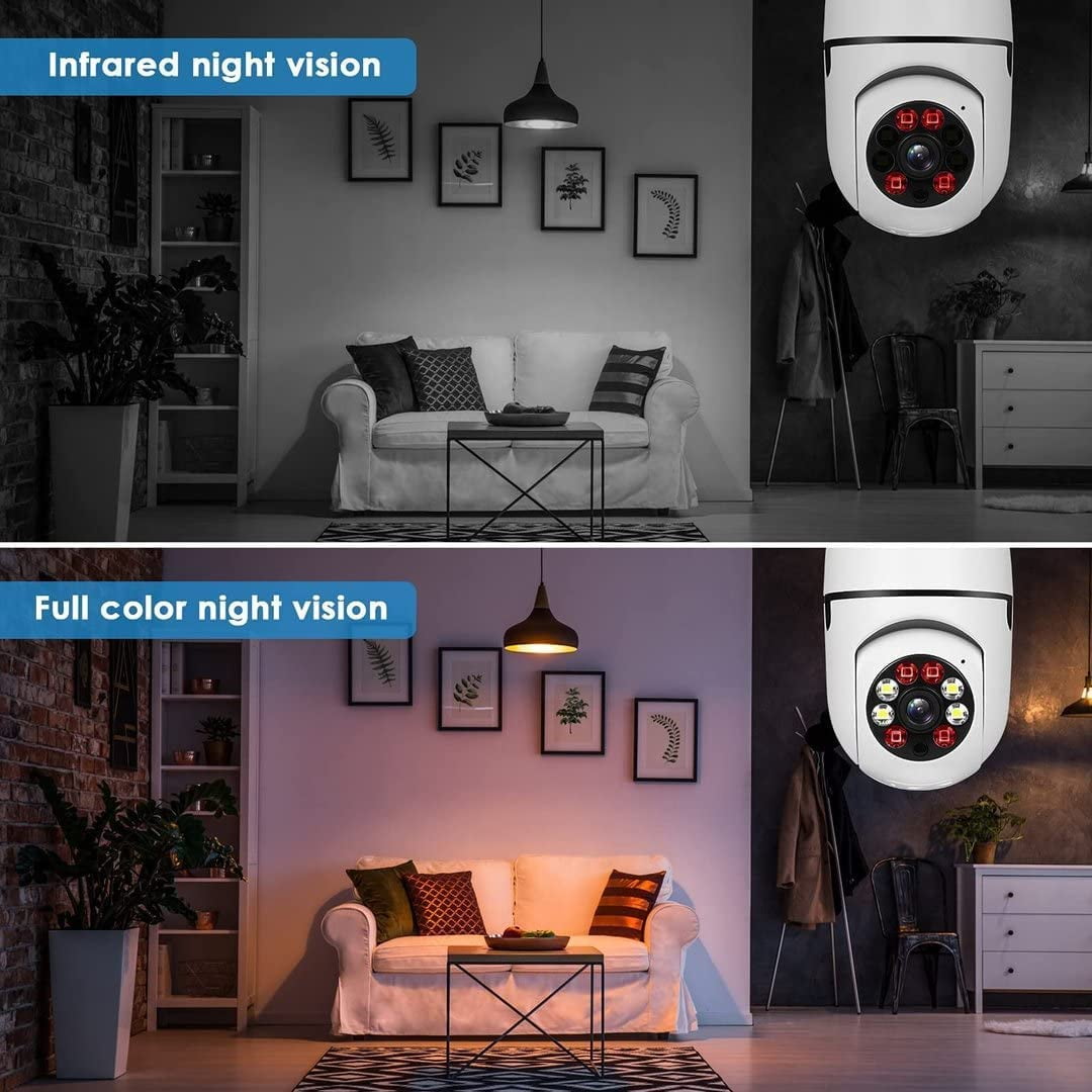 Light Bulb Camera, 2 Pack 5G Wireless WiFi Security Camera 1080p,WiFi Smart 360 Surveillance Camera for Indoor and Outdoor, Light Socket Camera with Real-time Motion Detection,Night Vision