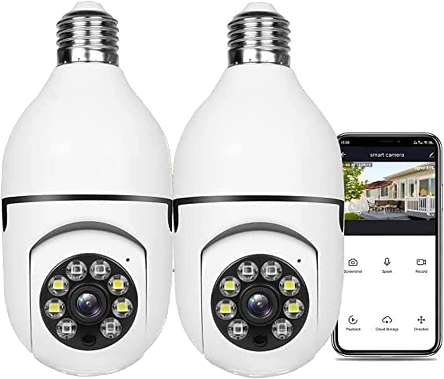 Light Bulb Camera, 2 Pack 5G Wireless WiFi Security Camera 1080p,WiFi Smart 360 Surveillance Camera for Indoor and Outdoor, Light Socket Camera with Real-time Motion Detection,Night Vision