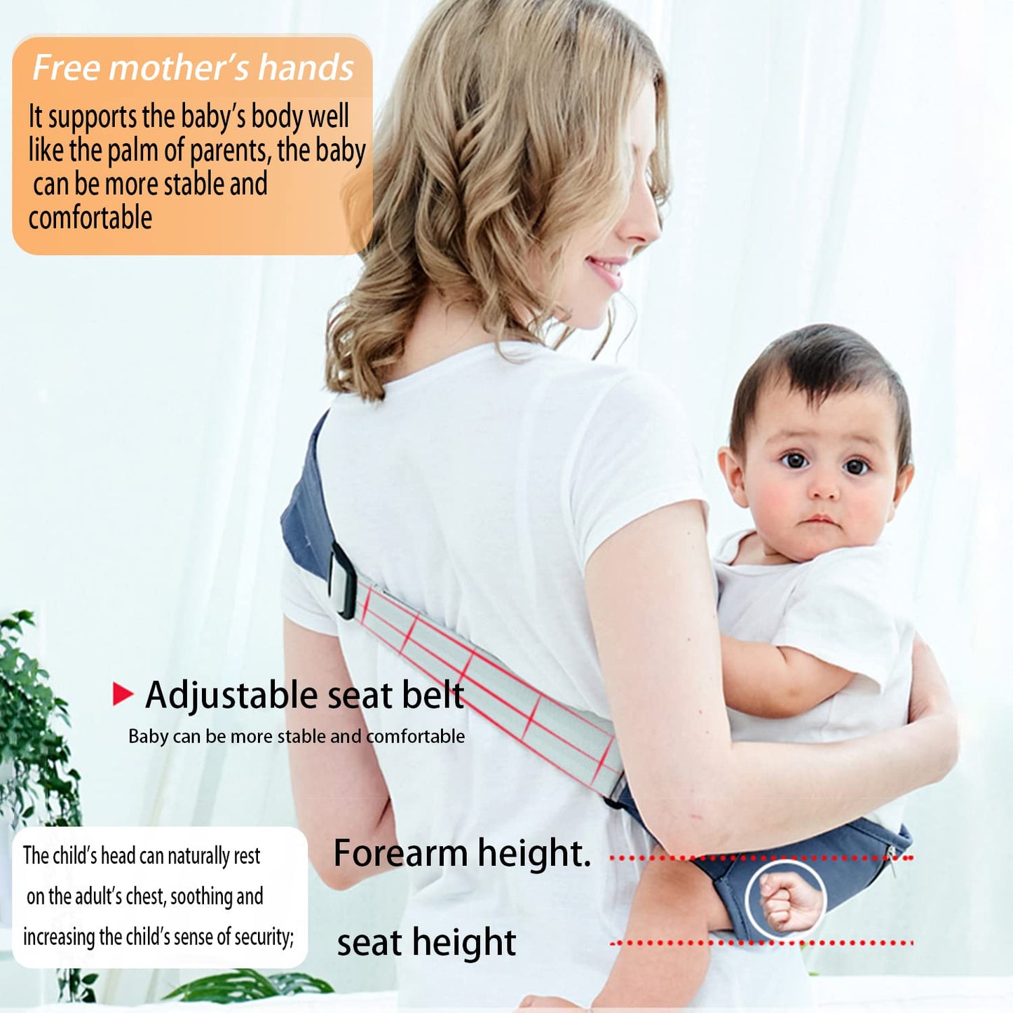 Breathable Baby Carrier, Stretchy Infant Sling, Perfect one Shoulder Labor-Saving Polyester Strap for Newborn Babies and Children up to 35 lbs, 4-36 Month