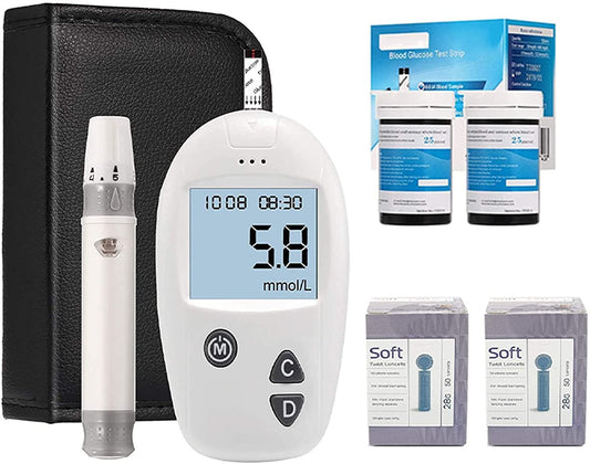 Yadala Home Monitoring kit, Blood Sugar Test Kit Diabetes Blood Glucose Meter Monitor Kit Sugar Machine No Coding with 50 Test Strips